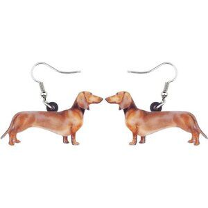 Cute Dachshund Dog Dangle Earrings – Enamel Alloy Drop Jewelry for Women & Girls